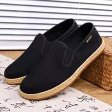 Novo estilo velho pequim sapatos de pano masculino primavera verão plana deslizamento-On sapatos casuais idosos respiráv