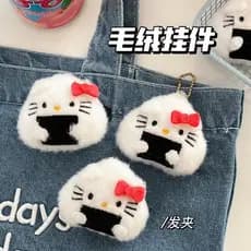 Japonês algas arroz bola gatinho boneca pingente bonito dos desenhos animados grampo de cabelo menina coração All-Match