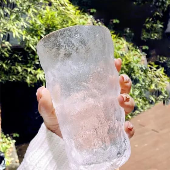 Copo de vidro com padrão glaciar, copo para beber de alto valor, feminino, copo de cerveja, café masculino