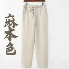 Estilo chinês calças de linho de algodão masculino verão novo estilo em linha reta All-Match linho solto calças casuais