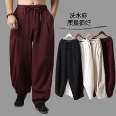 Estilo étnico primavera verão algodão linho estilo Casual solto tamanho grande Bloomers estilo chinês masculino perna la