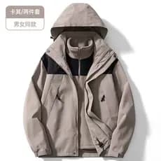 Jaqueta ao ar livre masculina estilo 2025 novo estilo três em um jaqueta primavera outono inverno forro de lã à prova de