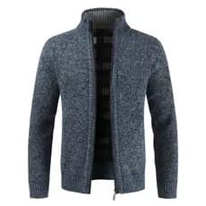 Outono inverno Cardigan camisola masculina forro de lã engrossado Casual topos malhas gola alta camisola jaqueta solta q