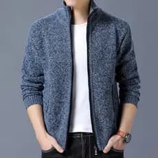 Outono inverno Cardigan camisola masculina forro de lã engrossado Casual masculino topos malhas gola alta S