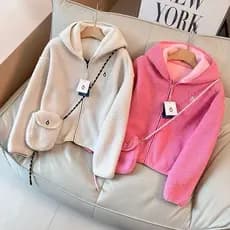 SUMU Estilo Preguiçoso Jaqueta Quente Com Capuz Feminina Leve Solta Casual Fleece Cardigan Top