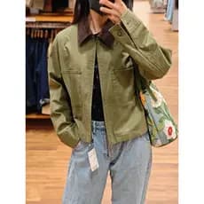 SUMU Su Mu · Jaqueta feminina Casual com zíper curto jeans berinjela estilo Bain jaqueta de lapela479208
