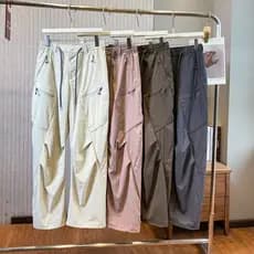 SUMU Su Mu · Estilo funcional ao ar livre Retro solto Machete calças Multi-bolso macacão calças casuais das mulheres dos