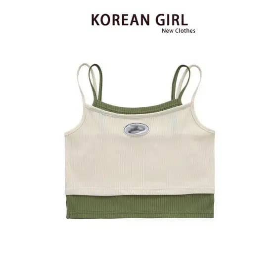 Japonês Retro falso camisola de duas peças feminino verão novo estilo interior wear Street wear Design esportes curto to