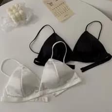 Pequeno estilingue roupa interior feminina 2021 novo estilo sutiã fino reunião triângulo roupa interior envoltório peito