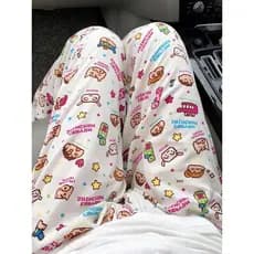 Sun Yi Mesmo Estilo Crayon Shin-Chan Mosquito Calças Adulto Desenho Animado Algodão Seda Pijama Calças Mosquito Calças p