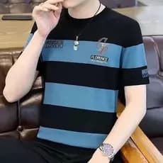 Camiseta masculina de manga curta de alta qualidade verão seda gelo Ultra-fino listrado secagem rápida sujeira-