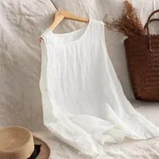 Verão feminino interior novo All-Match literatura estrangeira arte algodão linho estilo chinês solto Wear Bottoming pequ
