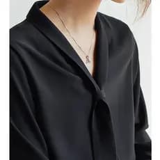 Desconto Europeu feminino francês Chiffon preto fita camisa feminina primavera outono elegante profissional Wear com dec