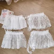 Suave em camadas forma côncava calças de renda branca cortina em camadas forma de Hip-cobrindo saia cortina bunda cortin