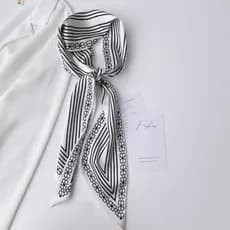 Novo estilo lenço de seda profissional longo listrado cachecol feminino primavera outono moda All-Match camisa combinand