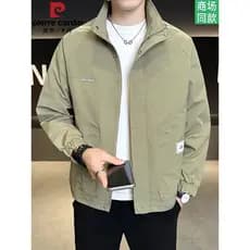 Pierre Cardan genuíno gola alta grande bolso jaqueta de carga masculina primavera outono novo estilo jaqueta masculina C