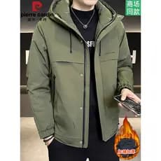 Pierre Cardan com capuz algodão Workwear jaqueta Casual masculina outono inverno dois algodão quente jaqueta de algodão