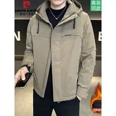 Pierre Cardan Jaqueta masculina de algodão com capuz espessada 2025 outono inverno jaqueta masculina Top quente