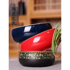 Guangzu Jingdezhen Caneta de cerâmica para lavagem de caligrafia Escova Caneta de lavagem Tanque Escova de tamanho grand