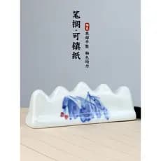 Guangzu Caneta pincel de cerâmica pintada à mão Suporte para caneta de montanha Desktop Pequenos ornamentos Estudante Ca