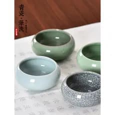 Guangzu Ru Forno Caneta Pincel de Cerâmica Lavagem Caneta Celadon Tanque de Lavagem Extra Grande Água Meng Caligrafia Pi