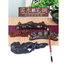 Guangzu Caneta Pincel de Madeira Maciça Montanha Preto Azusa Madeira Raiz Escultura Porta Caneta Porta Caneta Porta Cane