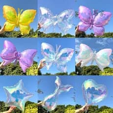 Novo Laser colorido transparente sinfonia arco crianças filme de alumínio balão pêssego coração cinco estrelas estilo de