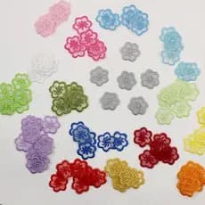 Decalque roupas etiqueta auto-adesiva calças sem costura malha bordado decorativo flor renda transparente pequeno proces