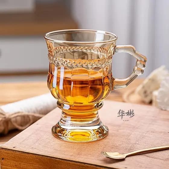 Com alça copo de vidro âmbar Retro taça estilo vinho tinto suco água vidro café