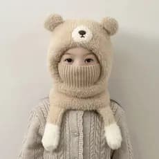 Crianças chapéu de uma peça inverno pelúcia engrossado meninos meninas chapéu de pelúcia cachecol conjunto de duas peças