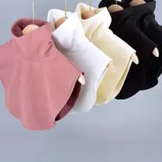 Colar falso de veludo alemão com gola alta, cor sólida, fundo elástico alto, colar decorativo escovado, quente, proteção