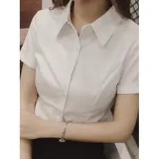 Senhoras camisa Formal branca de manga curta feminina profissional Wear High-End versão coreana magro-ajuste não-ferro C