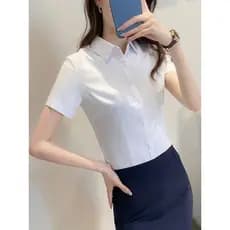 Novo estilo verão versão coreana roupa profissional camisa branca de manga curta feminina 2026 moda ensino entrevista ma