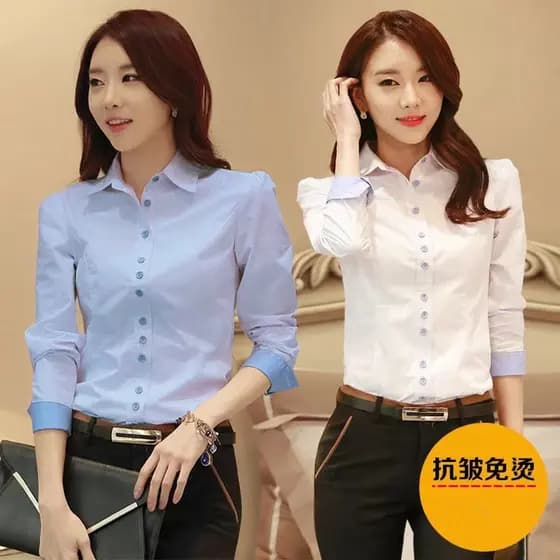 Novo estilo profissional camisa branca feminina 2026 primavera manga comprida versão coreana magro-ajuste topo All-Match