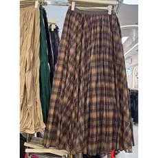 Primavera outono novo estilo Retro xadrez malha saia Irregular mais magro olhar Drape em camadas de comprimento médio A