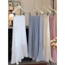 All-Match alta plissado Chiffon Drape grande bainha saia feminina 2025 verão novo estilo saia plissada saia estendida