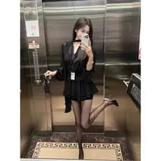 Puro desejo estilo nicho vestido feminino verão trompete manga cintura estreita a linha pequena fita ligeiramente transp