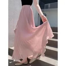 Verão drapeado grande balanço Chiffon saia feminina estilo Mori Super fada plissado saia de fadas cobrindo carne mais ma