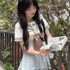 Terno de marinheiro estilo Preppy usar camisa longa de manga curta hortelã inteligente novo estilo JK saia curta Super f