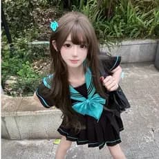 JK uniforme médio material escolar novo estilo japonês de manga curta terno de marinheiro saia plissada terno básico fem