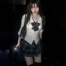 Estilo Preppy Design sentido JK camisa uniforme menina quente cintura estreita mais magro olhar verão manga Puff puro de