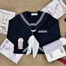 Japonês Original terno de marinheiro feminino jk uniforme terno gola marinha estilo Preppy gola ciano três estilo básico