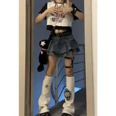 Y2k doce estilo picante saia feminina Retro Denim inchado saia curta verão Design nicho a linha bolo saia saia