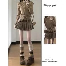 Americano Retro Houndstooth saia plissada saia curta feminina outono novo estilo quente menina cintura baixa de lã a lin