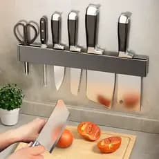 Cozinha dedicada faca rack prateleira 304 aço inoxidável fixado na parede sem perfuração doméstico separadamente puro fa