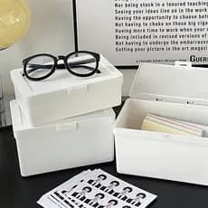 Novo estilo ins branco Flip caixa de armazenamento para fora cartão manual Material Anti-poeira armazenamento Desktop pa