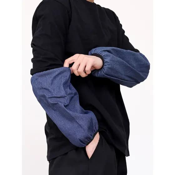 Manga jeans proteção do trabalho masculino trabalhando longo grosso resistente ao desgaste lona braço manga feminina sol