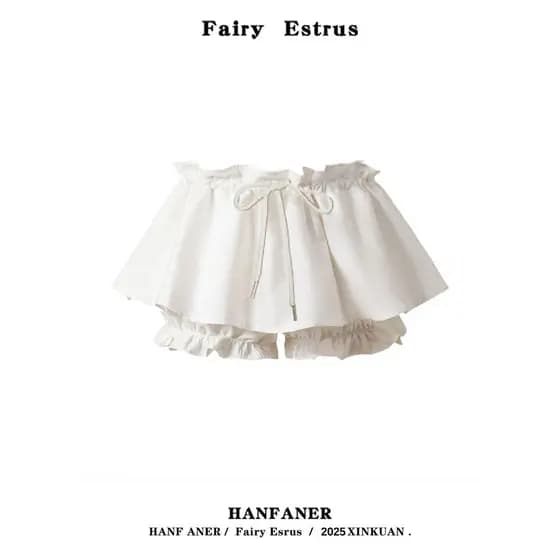 Estilo de balé saia branca feminina verão novo estilo pequeno mais magro olhar Culottes All-Match chique A linha saia cu