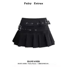 Luz Ya estilo Punk rebites pretos indústria pesada minissaia feminina primavera y2k menina quente saia plissada saia Ant