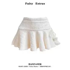 Menina quente puro desejo malha babados saia feminina 2026 outono inverno novo estilo doce pequeno pelúcia a linha saia